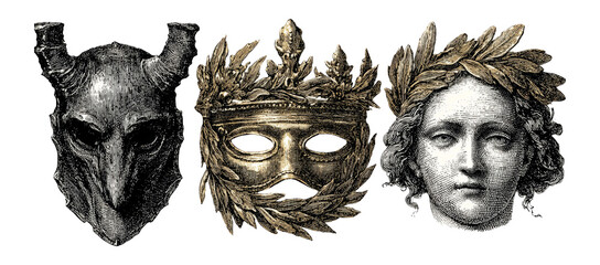 Vintage Mask Collection with Intricate Designs and Unique Shapes