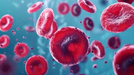 Smooth animation of red blood cells flowing. Concept of health, biology, medicine, and life energy. - Powered by Adobe