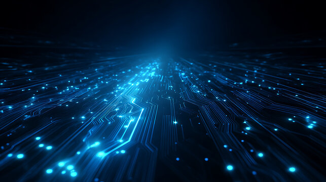 Futuristic technology with glowing circuit lines, representing innovation and seamless connectivity for modern digital solutions and cutting-edge advancements