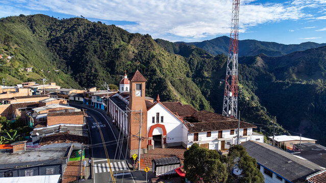 Santa Barbara, Versalles, Antioquia, Colombia. October 5, 2025. San Roque Parish, Catholic Church