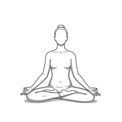 Obraz premium Meditation Pose Line Vector