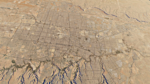Riyadh 3D Satellite Map with Realistic Terrain and High Detail