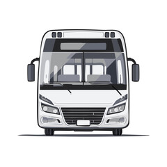 White Passenger Bus Transport Vehicle Isolated Front View Commercial Mobility
