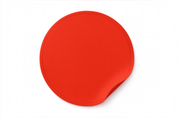 Red round sticker with peeled corner blank template on transparent background for promotion and marketing