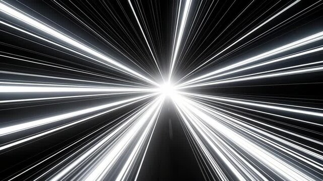 Abstract futuristic speed motion streaks of bright glowing light streams with perspective and gradient, dark background, vector design for presentation or digital animation.