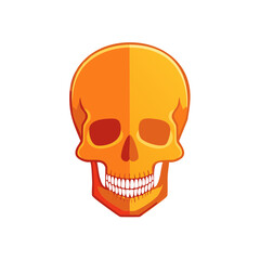 Fototapeta premium Stylized Orange and Yellow Gradient Human Skull Illustration in Modern Flat Design Style