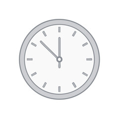 Simple analog clock face indicating 11 oclock with minimal grey design