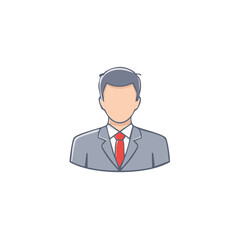 Obraz premium Faceless businessman in suit user profile avatar. Male corporate employee or manager icon illustration.
