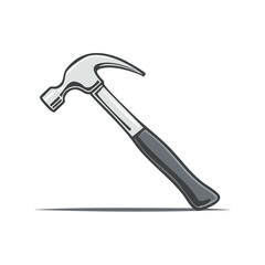 Illustration of a silver claw hammer with a dark gray handle on a white background