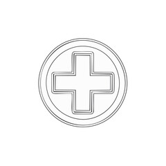 Obraz premium Medical Cross Symbol in a Circle Shape Outline, Healthcare Illustration