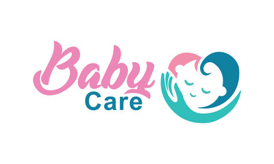 baby care logo design. and love baby and children vector logo. baby care logo design vector