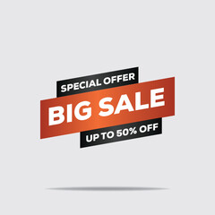 Digital Painting of Big Sale Sign with 50% Off Text in Brown and Black