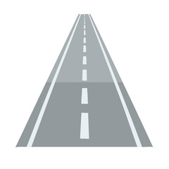 Gray Asphalt Road with Lanes and Perspective Isolated on White Background Illustration