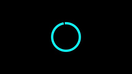 A clean, seamless loop of a futuristic cyan or light blue digital circle rotating on a black background. Excellent for technology elements, HUD displays, loading screens - Powered by Adobe