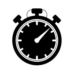 Black and White Stopwatch Icon for Time Measurement Speed and Countdown