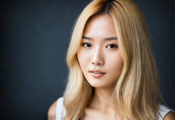 Fototapeta premium beautiful young asian woman portrait with blonde hair