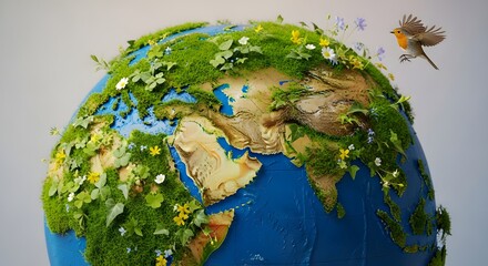 Eco Friendly Earth Nature s Embrace with a Bird in Flight Symbolizing Sustainability