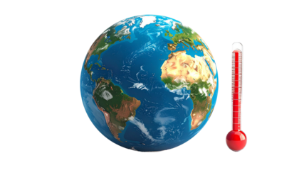 depicts the planet's rising temperatures and the impact of greenhouse gas emissions. Suitable for topics on ecology, sustainability, and environmental awareness.e