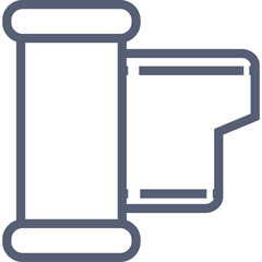 Stylized Icon of a Vintage Film Camera with a Transparent Background in a Dark Blue Hue