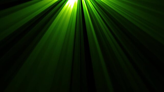 Bright green light rays animation shining down on a dark glowing background