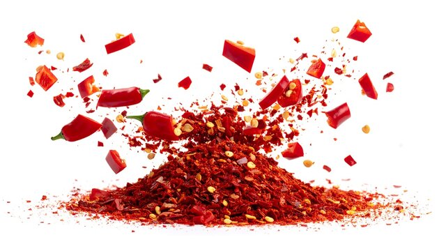 Red chili flakes exploding