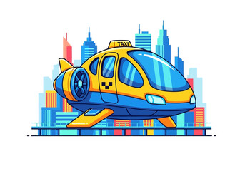 Abstract illustration of a city skyline with vibrant colors and stylized elements