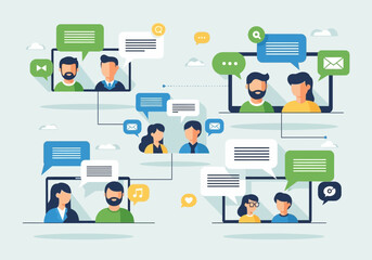 Abstract illustration of connected people and networking concepts