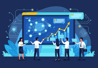 Abstract illustration of data network communication technology information display