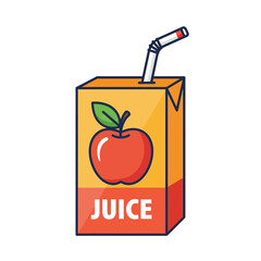 Apple juice carton illustration for healthy refreshment and beverage concepts