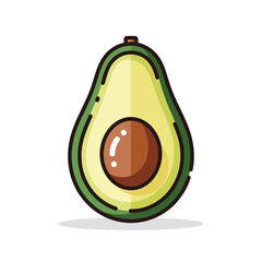 Avocado half isolated on white background healthy food concept