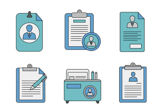 Assorted document icons set digital office supplies