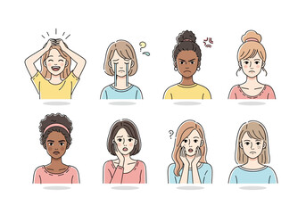 Diverse group of illustrated female portraits representing inclusion and community