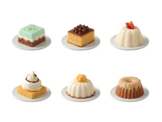 Assorted small desserts arranged neatly, soft lighting, clean background highlighting textures and varied shapes.