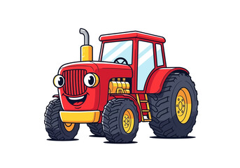 Red tractor illustration isolated on white background