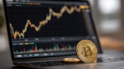 Maximizing investment insights a minimalist desk with laptop displaying goldbacked etf modern office environment