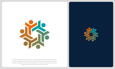 Abstract people colorful logo icon design minimal style illustration. community logo icon vector isolated.	
