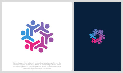 Abstract people colorful logo icon design minimal style illustration. community logo icon vector isolated.	
