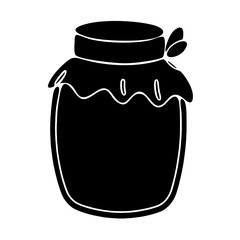 Handmade old brown clay pottery jug containing milk and honey, isolated object