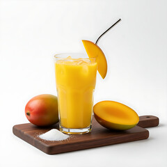 A very delicious glass of mango juice.