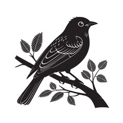 Bird silhouette perched on a tree branch vector illustration