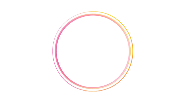 A glowing neon circle with a gradient of pink, orange, and yellow.  The background is solid black.  This design is suitable for abstract backgrounds, visual effects, or graphic elements. g