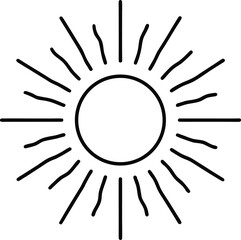 minimalist sun outline icon thin rays elegant.