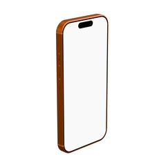 Realistic smartphone mockup with orange frame. Mobile phone display, device screen frame and black smartphones isolated on transparent background