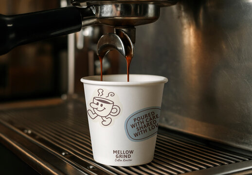 Coffee Cup Mockup On Espresso Machine With Generative AI