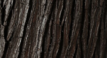 Obraz premium Closeup of dark brown textured tree bark with water droplets