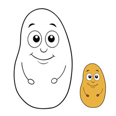 A fun potato coloring page featuring a plump spud with simple outlines and earthy details. Kids can shade it brown, add eyes or sprouts, and learn about vegetables creatively.
