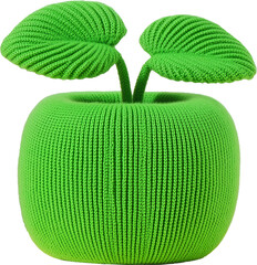 Expanded yarn texture green potted plant