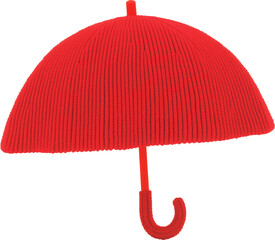 Red umbrella with inflated yarn texture