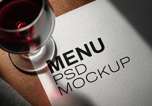 Elegant Wine Menu Mockup With Generative AI