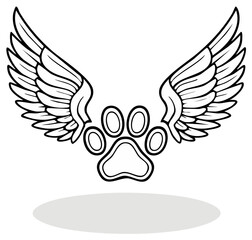 Obraz premium Winged Paw Print Design, Angel Pet Concept, Vector Illustration
